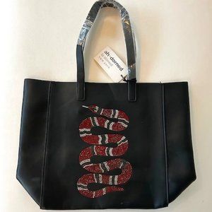 Black Tote with Rhinestone Crystal Snake by Ah! Adorned Brand-New